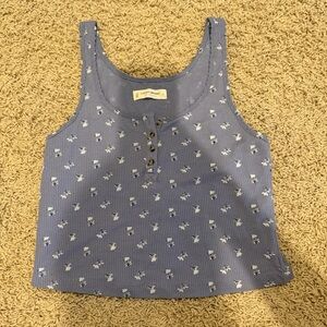 Lucky Brand Lavender Floral Button Tank